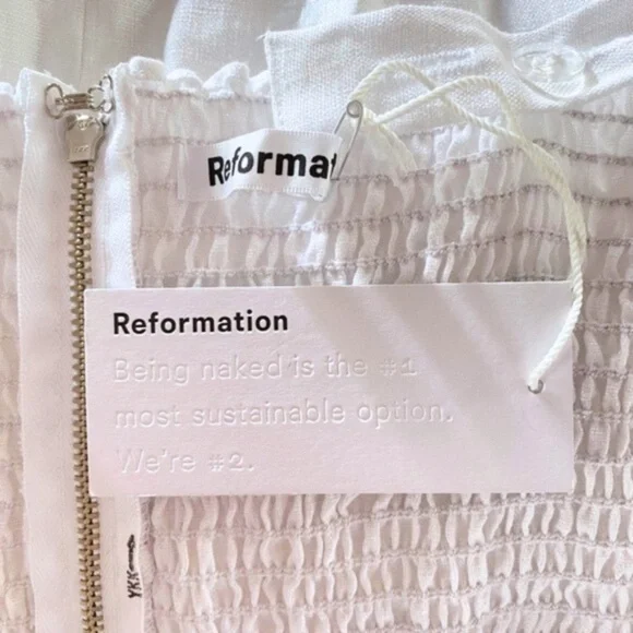 NEW Reformation Dolci Linen Dress White 12